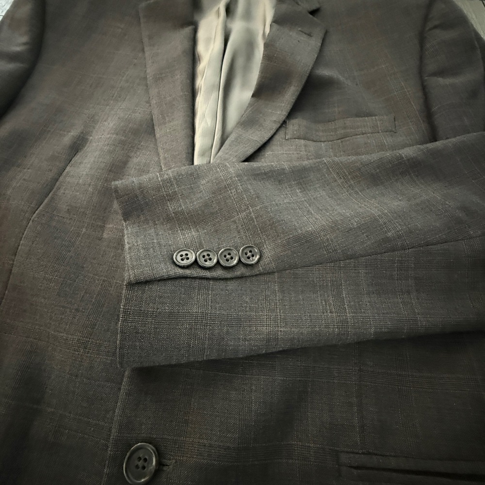 Michael Kors Suit Jacket Mens 44S Grey Glen Plaid Wool Two Button Blazer - Picture 9 of 10